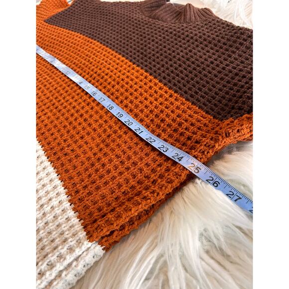 Gypsy Cloud Women's Colorblock Waffle Knit Turtleneck Sweater Multicolor Size 1X - Picture 9 of 10